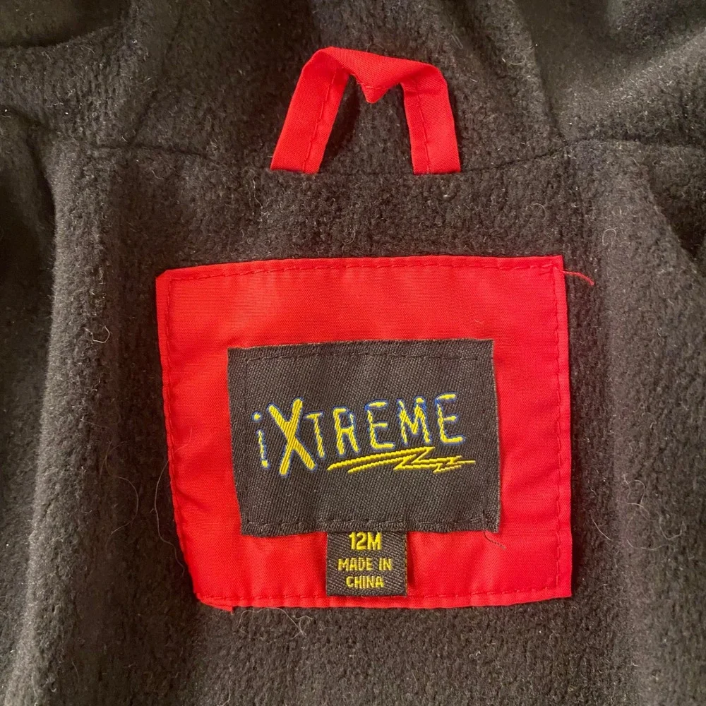 iXtreme‎ Puffer Jacket Kids 12M Red Black Hooded Fleece Lined Winter Coat